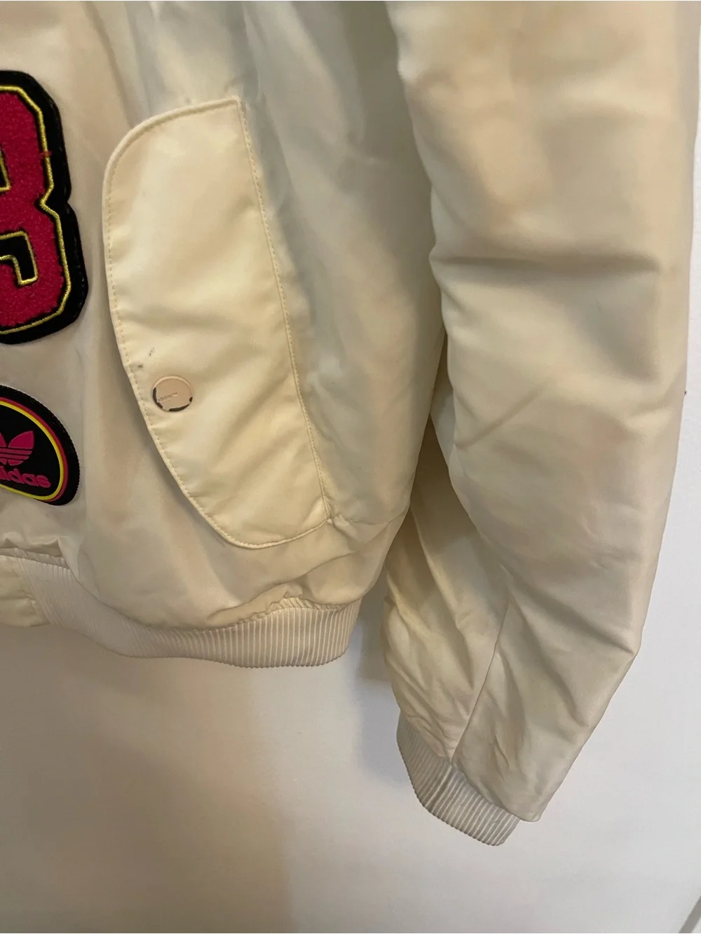 Adidas Bomber Jacket Mens Large Padded Patches Model BR7149 White
